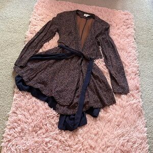 Floral Long Sleeve Wrap Dress